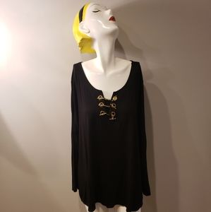 Black and Gold long Sleeved Shirt Plus Size